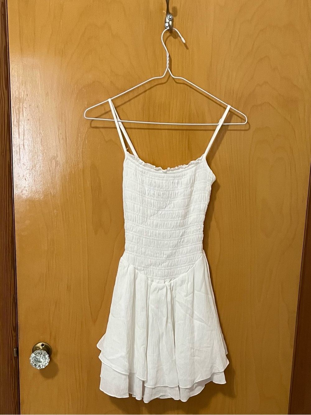 Garage Kenzie Smocked Tiered Romper Dress in Snow White
